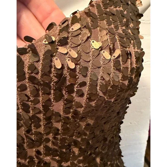 Glam Party Cocktail Metalic Gold Eight Sixty Sequin Bodicon Spaghetti Strap S - Picture 4 of 8